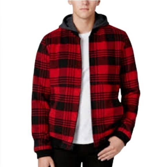 Levi's Other - Levi's Red Black Buffalo Plaid Full Zip Hooded Jacket Coat Men Size XXL